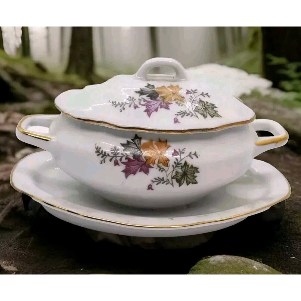 Vintage Mini Dish Covered Porcelain Gravy Sauce Jelly Sugar Serving Charcuterie
